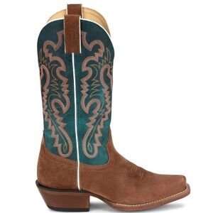 Justin Boots Womens Brown and Teal Western Boots